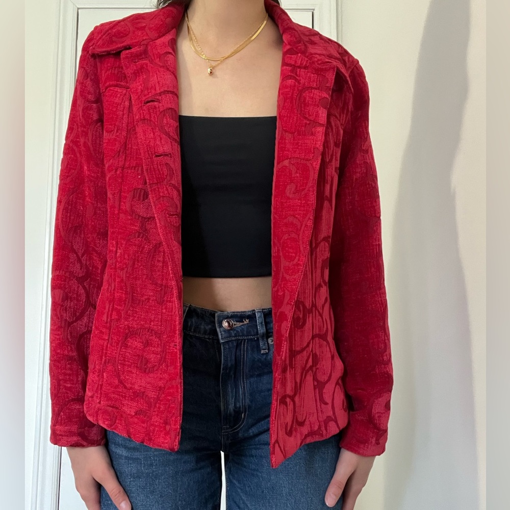 Vintage Red Blazer - Jewel Toned